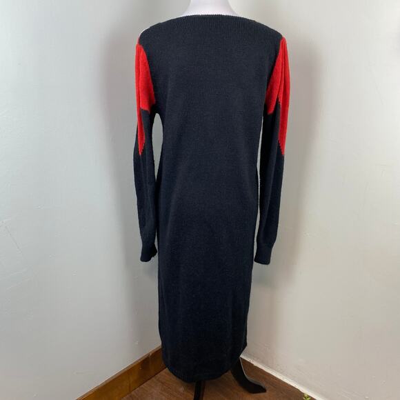 Vintage 80s Retro Angora Long Sleeve Midi Knit Sweater Dress Medium - Picture 4 of 10